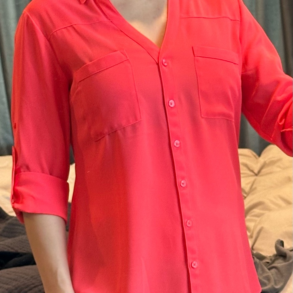 Express Coral Portofino button down blouse